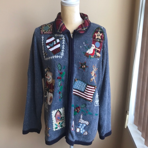 Victoria Jones Xmas cardigan ugly sweater L - Picture 2 of 6